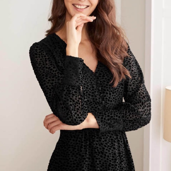 Boden Dalmatian Print Velvet Burnout Dolores Black Dress 6 - Picture 4 of 15